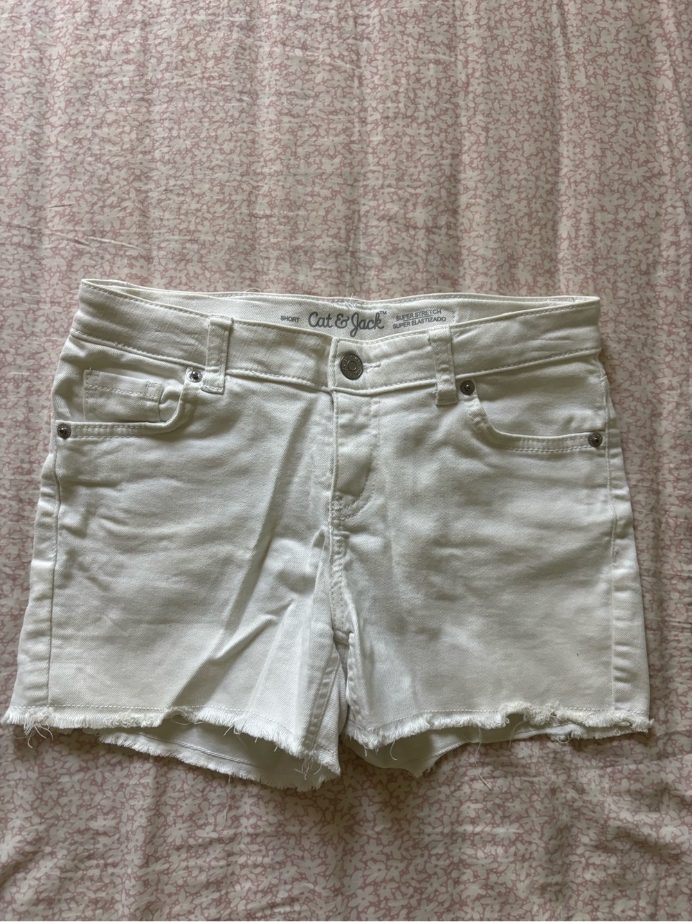 Cat & Jack White Denim Frayed-Hem Kids Shorts